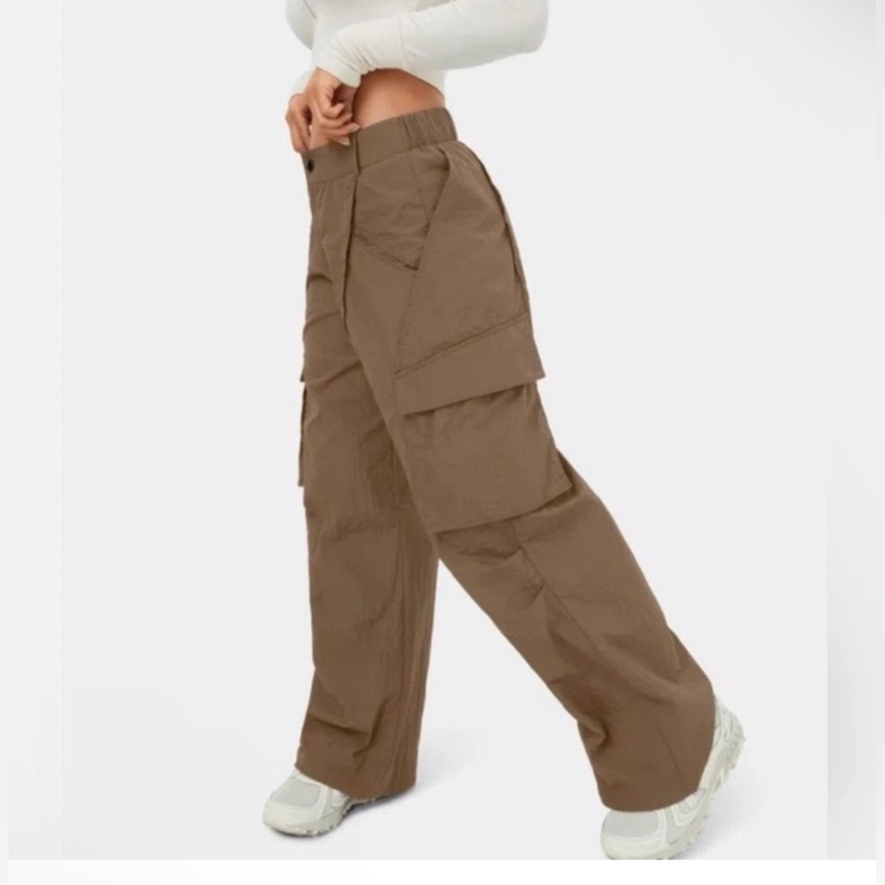 Halara Mid Rise Button Zipper Side Pocket Wide Leg Casual Cargo Pants XL - Picture 3 of 10